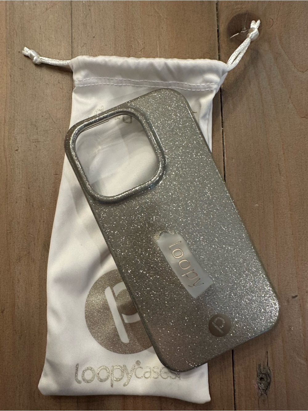 Loopy Case Silver Glitter iPhone Case with Integrated Loop